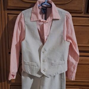 IZOD Cream Vest and Pants with Pink Shirt Set.  Perfect For Easter